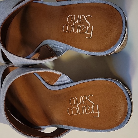 FRANCO SARTO Light Blue Suede Leather Wedge Sandals Size 6.5 - Picture 11 of 16